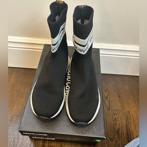 Roberto Cavalli Sport Black & White Sock Sneakers Size 37 US 7